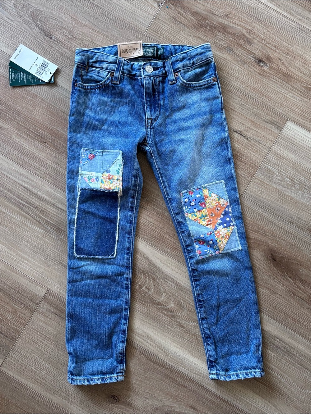 Polo Girls Blue Patchwork Astor slim boyfriend nwt size 5